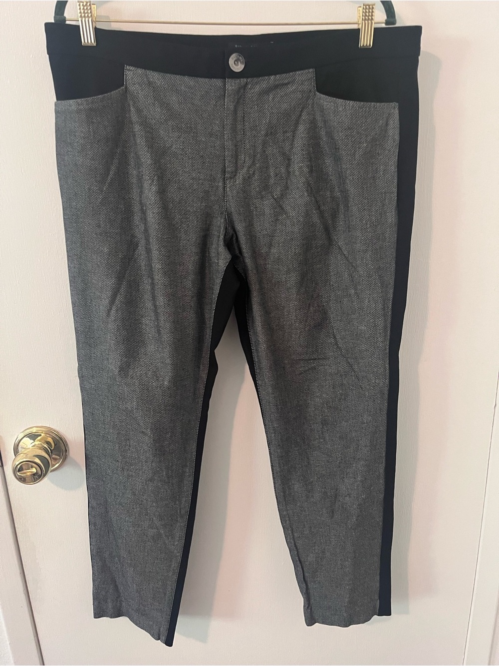 Banana Republic Sloan Trouser Two Tone Tweed Grey Black Pants Size 14